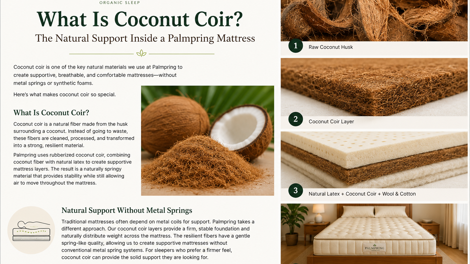 What Is Coconut Coir? The Natural Support Inside a Palmpring Mattress