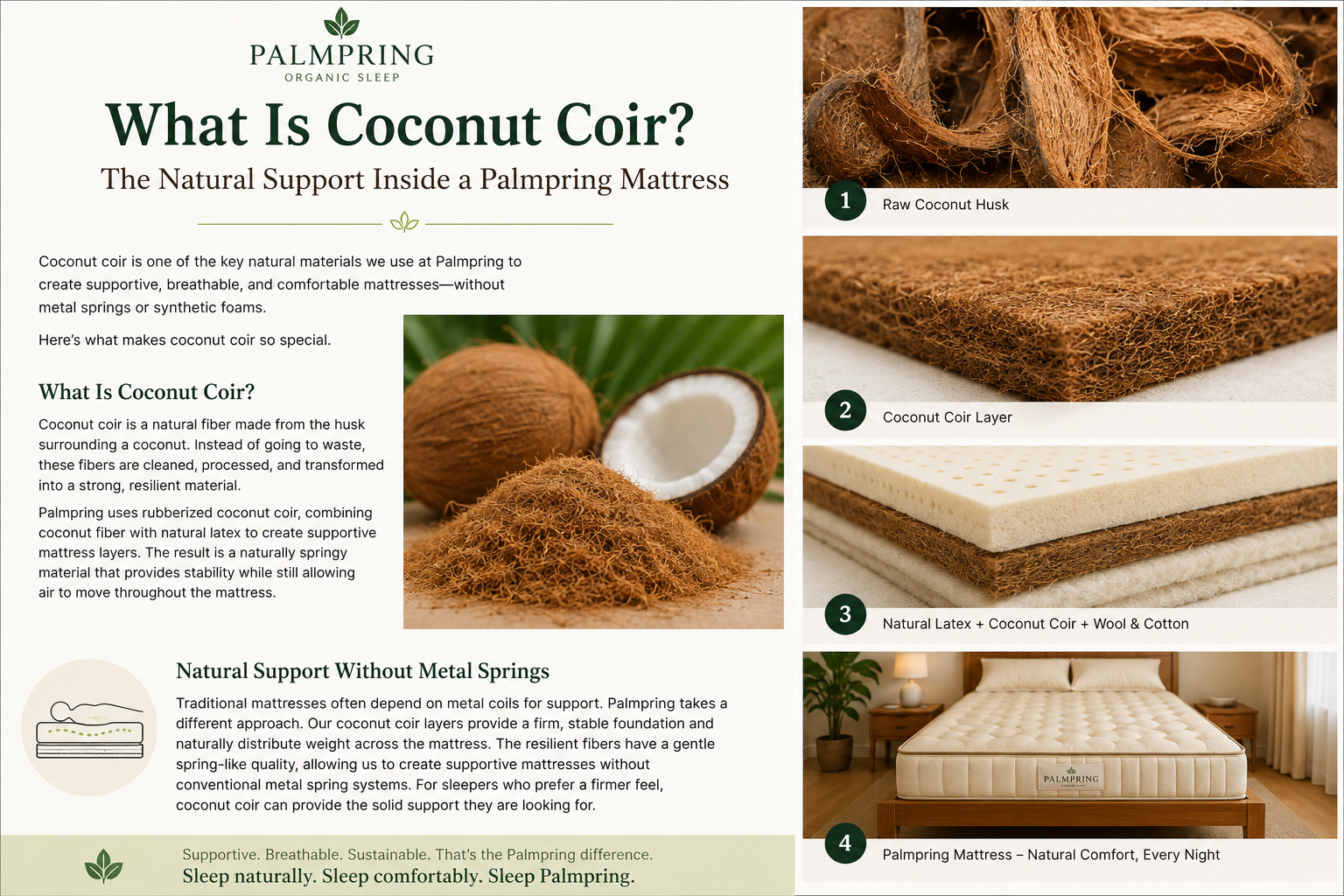 What Is Coconut Coir? The Natural Support Inside a Palmpring Mattress